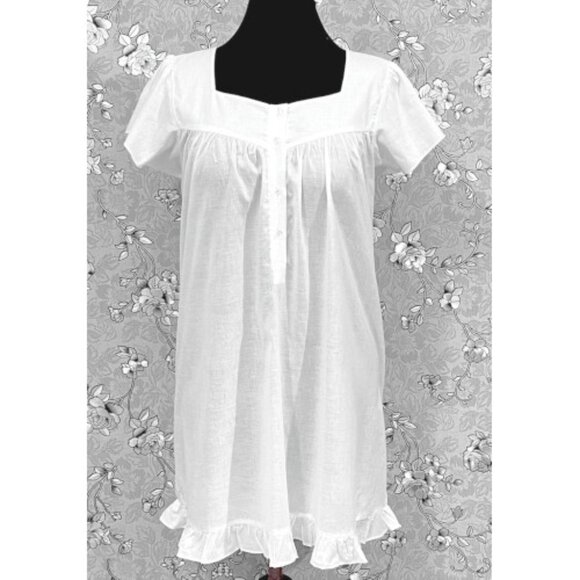 Victorian Cotton Nightgown Short Sleeve Ruffle Hem SoieRose SR1168 Sleepwear - Picture 1 of 8